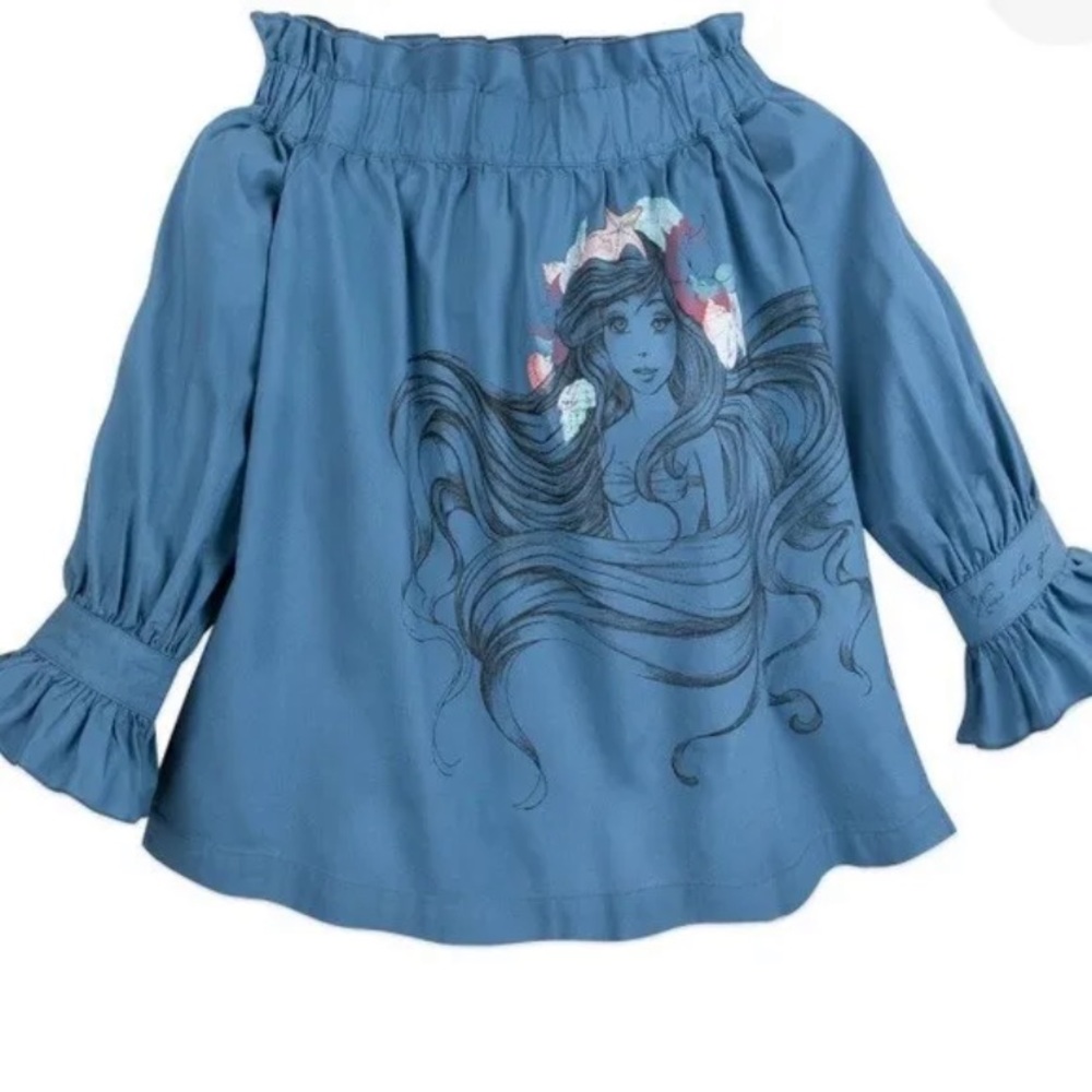 Disney Parks Little Mermaid Blue Blue Blouse XXL